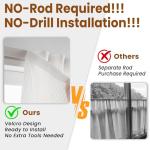 Sovtfides Curtain No Drilling White Sheer Gauze Curtains Self-Adhesive, Light-Filter Privacy, Foldable Travel Window Blinds (63" W x 96" L,White,2 Panels)