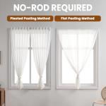 Sovtfides Curtain No Drilling White Sheer Gauze Curtains Self-Adhesive, Light-Filter Privacy, Foldable Travel Window Blinds (63" W x 96" L,White,2 Panels)