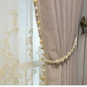 French Window Balcony Bay Window Partition Pink Jacquard Lace Splicing Thickened Curtains for Living Room Bedroom