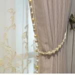 French Window Balcony Bay Window Partition Pink Jacquard Lace Splicing Thickened Curtains for Living Room Bedroom