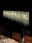 Italian style one curtain dreamy crystal chandelier restaurant rectangular island platform hotel lobby bar chandelier