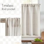 jinchan Striped Linen Kitchen Curtains 30 Inches Tier Curtains Farmhouse Modern Cafe Style Small Window Treatments Airy Light Filtering Rod Pocket for Living Room Bathroom 2 Panels Taupe Grey