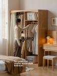 LTT solid wood wardrobe bedroom oak simple cloth curtain wardrobe dressing room baffle storage cabinet