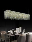 Italian style one curtain dreamy crystal chandelier restaurant rectangular island platform hotel lobby bar chandelier