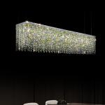 Italian style one curtain dreamy crystal chandelier restaurant rectangular island platform hotel lobby bar chandelier