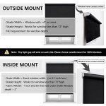 AOSKY Cordless Roller Shades Blackout Blinds for Windows Room Darkening Rolled Up Shades with Spring System, UV Protection Window Shades Door Blinds for Home and Office (23" W x 72" H, Black)