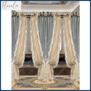 French Light Luxury Rococo High-end Velvet Full Shading Lotus Leaf Retro Luxury Palace Curtains For Living Dining Room Bedroom