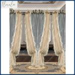 French Light Luxury Rococo High-end Velvet Full Shading Lotus Leaf Retro Luxury Palace Curtains For Living Dining Room Bedroom