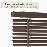 Cordless Room Darkening Mini Blind - 35 Inch Width, 64 Inch Length, 1" Slat Size - Mahogany - Cordless GII Deluxe Sundown Horizontal Windows Blinds for Interior by Achim Home Decor