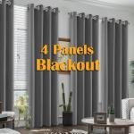 4PCS Blackout Curtains, Heat-Insulated Grommet Curtains For Bedroom Darkening, Noise Reduction Curtains For Living Room