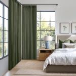 MIULEE Olive Green Pinch Pleated 100% Blackout Linen Curtains for Bedroom, Room Darkening Dark Green Window Curtains 84 inches Long for Living Room, Black Out Pleat Drapes with Pin Hooks, 2 Panels