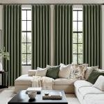 MIULEE Olive Green Pinch Pleated 100% Blackout Linen Curtains for Bedroom, Room Darkening Dark Green Window Curtains 84 inches Long for Living Room, Black Out Pleat Drapes with Pin Hooks, 2 Panels