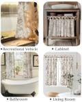 jinchan Floral Linen Tier Curtains 36 Inch Farmhouse Cafe Curtains Tie Top Botanic Drapes for Small Windows Over Sink for Kitchen Country Rustic Laundry Room Bathroom RV 2 Panels Black on Beige