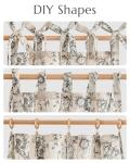 jinchan Floral Linen Tier Curtains 36 Inch Farmhouse Cafe Curtains Tie Top Botanic Drapes for Small Windows Over Sink for Kitchen Country Rustic Laundry Room Bathroom RV 2 Panels Black on Beige