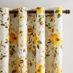 Fall Floral Curtains 96 Inch for Living Room Fall Curtain Drapes with Whimsical Botanical Flower Pattern Aesthetic Modern Farmhouse Room Darkening Privacy Bedroom Window Curtains,Yellow,2 Panels