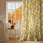 Fall Floral Curtains 96 Inch for Living Room Fall Curtain Drapes with Whimsical Botanical Flower Pattern Aesthetic Modern Farmhouse Room Darkening Privacy Bedroom Window Curtains,Yellow,2 Panels