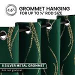 Yakamok Blackout Curtains 84 inch Length Living Room Thermal Insulated Gold Wave Line Dots Pattern Curtains Room Darkening Grommet Curtains for Bedroom, Emerald Green, W52 x L84-inch, 2 Panels