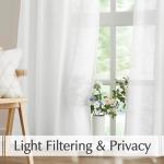 FMFUNCTEX Sliding Door Curtains White Linen Sheer Curtains 84" Living Room 100" Width Extra Wide Patio Glass Door Panel Room Divider Bedroom Drapes Large Semi Sheer Window Panels Grommet Top 1 Panel