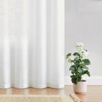 FMFUNCTEX Sliding Door Curtains White Linen Sheer Curtains 84" Living Room 100" Width Extra Wide Patio Glass Door Panel Room Divider Bedroom Drapes Large Semi Sheer Window Panels Grommet Top 1 Panel