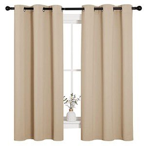 NICETOWN Thermal Insulated Grommet Room Darkening Curtains/Draperies/Panels for Bedroom (2 Panels, W42 x L63 inches, Biscotti Beige)