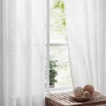 FMFUNCTEX Sliding Door Curtains White Linen Sheer Curtains 84" Living Room 100" Width Extra Wide Patio Glass Door Panel Room Divider Bedroom Drapes Large Semi Sheer Window Panels Grommet Top 1 Panel