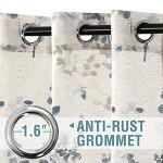 H.VERSAILTEX Sheer Linen Curtains 63 Inch Long Semi Sheer Curtains Draperies for Living Room/Bedroom Vintage Classical Floral Printing Window Treatment Grommet 2 Panels, Bluestone and Taupe