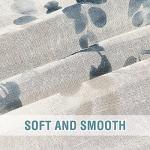 H.VERSAILTEX Sheer Linen Curtains 63 Inch Long Semi Sheer Curtains Draperies for Living Room/Bedroom Vintage Classical Floral Printing Window Treatment Grommet 2 Panels, Bluestone and Taupe