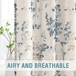 H.VERSAILTEX Sheer Linen Curtains 63 Inch Long Semi Sheer Curtains Draperies for Living Room/Bedroom Vintage Classical Floral Printing Window Treatment Grommet 2 Panels, Bluestone and Taupe