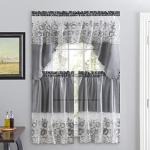 American Linen 3 Piece Sequin Embroidered Window Curtain Set – Valance and Tiers – Kitchen, Living Room, or Bathroom Curtains