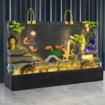 Large rockery water curtain wall running  screen living room office entrance hotel villa courtyard fountain floor ornament