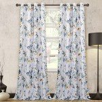 MYSKY HOME Floral Curtains 84 inches Long Living Room Curtains Room Darkening Curtains Thermal Insulated Light Blocking Drapes Grommet for Bedroom Bathroom, 2 Panels, Yellow and Blue