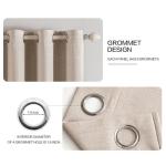 MIULEE 100% Blackout Linen Textured Curtains for Bedroom Solid Thermal Insulated Natural Beige Grommet Room Darkening Curtains & Drapes Luxury Decor for Living Room Nursery 52 x 96 Inch (2 Panels)