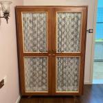 French retro solid wood gauze curtain glass storage bedroom clothes cabinet simple and modern