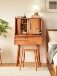 Roller curtain dresser Nordic solid wood small apartment makeup table Japanese makeup table Cherry wood bedroom makeup table