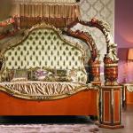 Italian Louvre Deluxe Solid Wood Double Bed Princess Style with Fabric Curtains Palace or Master Bedroom European Bed Frame