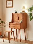 Roller curtain dresser Nordic solid wood small apartment makeup table Japanese makeup table Cherry wood bedroom makeup table