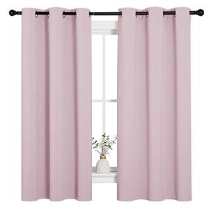 NICETOWN Nursery Essential Thermal Insulated Solid Grommet Top Blackout Curtains/Drapes (1 Pair, 42 x 63 inches in Baby Pink)