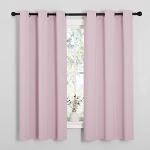 NICETOWN Nursery Essential Thermal Insulated Solid Grommet Top Blackout Curtains/Drapes (1 Pair, 42 x 63 inches in Baby Pink)