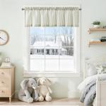 jinchan Valance Curtain Linen Textured Striped Window Curtain for Living Room Light Filtering Ticking Stripe Farmhouse Valance for Kitchen Rod Pocket 1 Panel 16 Inch Sage Green on Linen 1 Panel