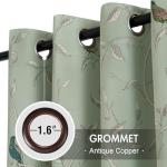 H.VERSAILTEX Blackout Curtains for Bedroom 63 Inches Length Thermal Insulated Birds Rustic Printed Curtain Drapes for Living Room Energy Efficient Room Darkening Home Decoration Pair 2 Panels, Sage