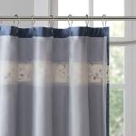 Madison Park Serene Shower Curtain Faux Silk Embroidered Floral Machine Washable Modern Home Bathroom Decorations, 72 x 72 in, Navy