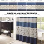 Madison Park Serene Shower Curtain Faux Silk Embroidered Floral Machine Washable Modern Home Bathroom Decorations, 72 x 72 in, Navy