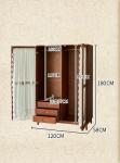 French solid wood wardrobe retro bedroom home hanging clothes large capacity wardrobe double door gauze curtain glass cabinet