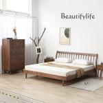 Solid Wood Four-Bucket Cabinet Four-Drawer Curtain Dining Room Side Cabinet Black Walnut Bedroom Storage Nordic High Cabinet