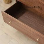 Solid Wood Four-Bucket Cabinet Four-Drawer Curtain Dining Room Side Cabinet Black Walnut Bedroom Storage Nordic High Cabinet