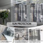 Lnond Grey Brown Kitchen Curtains and Valances Set,52x36 Inch Semi-Sheer Rod Pocket Kitchen Curtain Valance and Tiers Set, 3 Pcs Abstract Art Kitchen Decor Small Cafe Curtains Bathroom Curtain