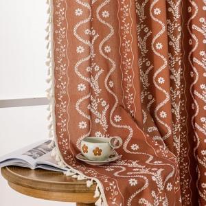 TIVNICO Boho Bedroom Curtains 63 Inches Long 2 Panel Set,Rustic Floral Bohemian Living Room Farmhouse Autumn Curtain,French Country Room Darkening Privacy Window Drapes,Terracotta Rust