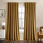MIULEE Gold Velvet Curtains 84 inches - Luxury Room Darkening Curtains for Bedroom Living Room Thermal Insulated Super Soft Blackout Window Drapes Back Tab, Golden, W52 x L84 inches, 2 Panels