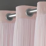 TOWN & COUNTRY LUXE Talia Double Layer Indoor Curtains, Sheer and Room Darkening Blackout, Grommet Top, Energy Efficient, 2-Pack Set, 52"x63", Rose Blush