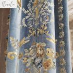 European Palace Bed Valance Velvet Embroidery Luxury Curtains for Living Room Bedroom Dining Blue White Tulle Window Custom Size